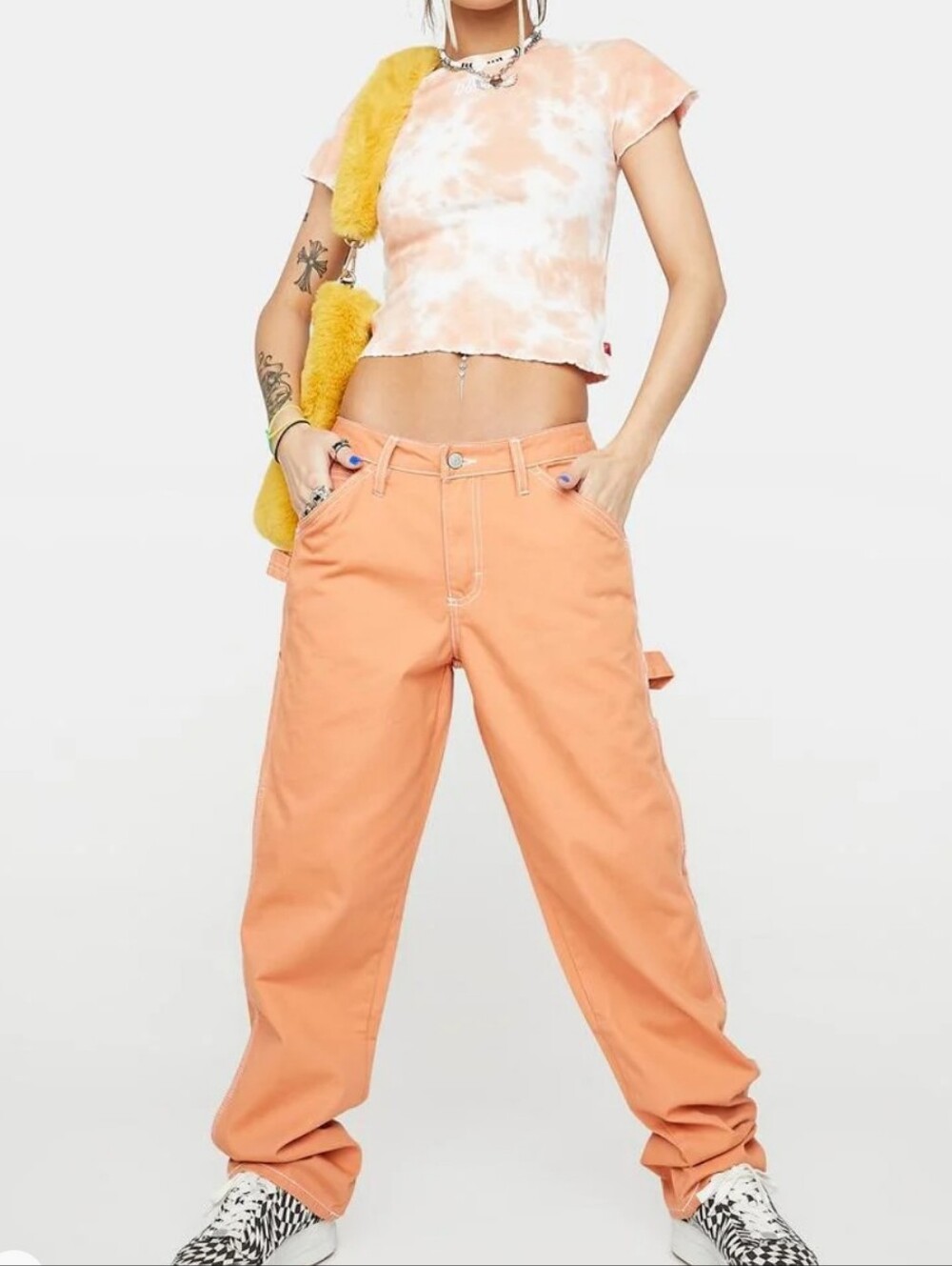 Dickies X Dolls Kill Women's Light Orange Carpenter Pants Size 28